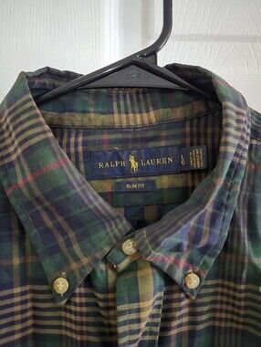 Ralph Lauren Green and Navy Plaid Button-Down Shirt